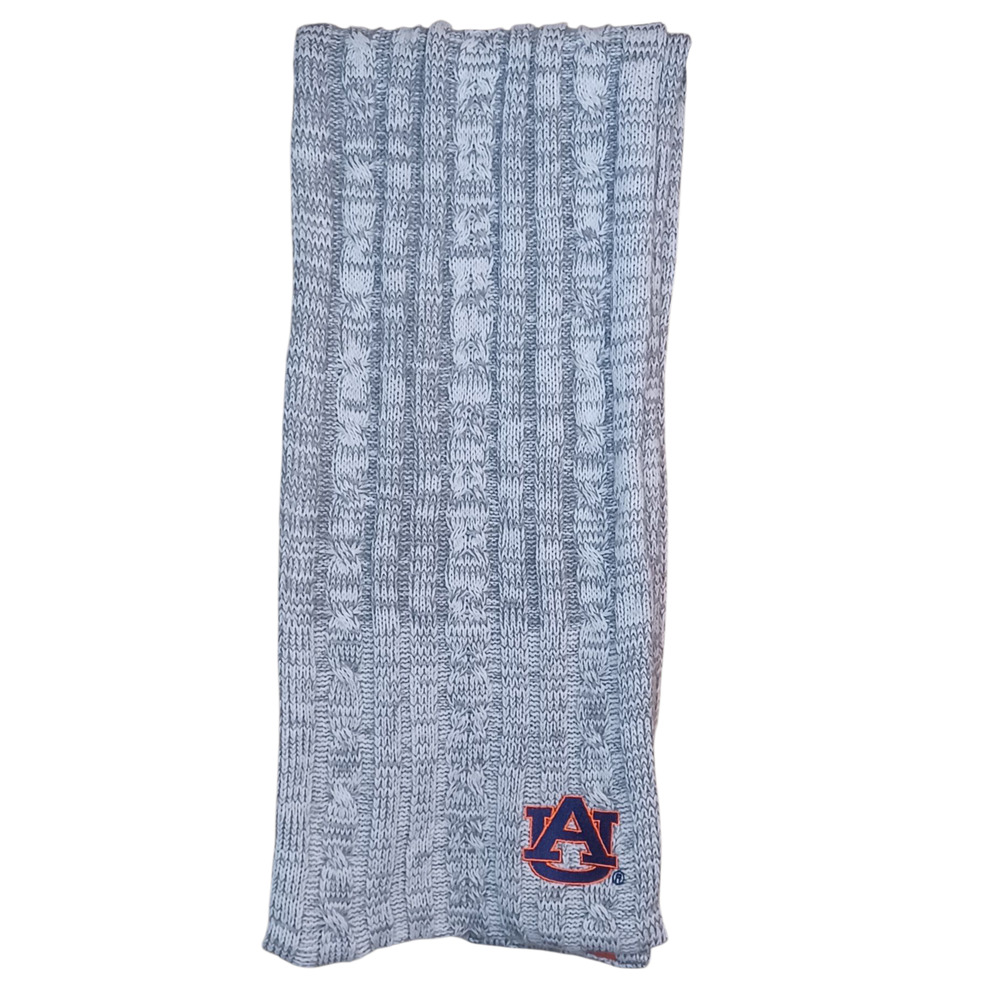 Women's Knit Gray Auburn Scarf 6 ft - Picture 2 of 4